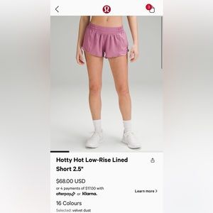 Lululemon 2.5" hotty hot shorts